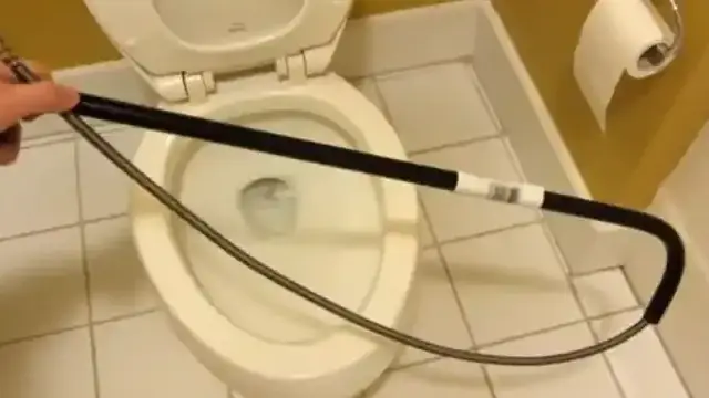 Toilet auger in a toilet bowl